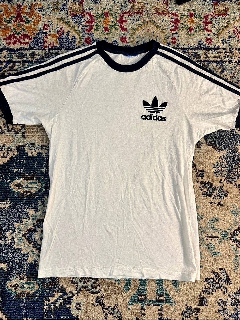 VTG adidas Originals 3-Stripes Ringer T-Shirt White & Black